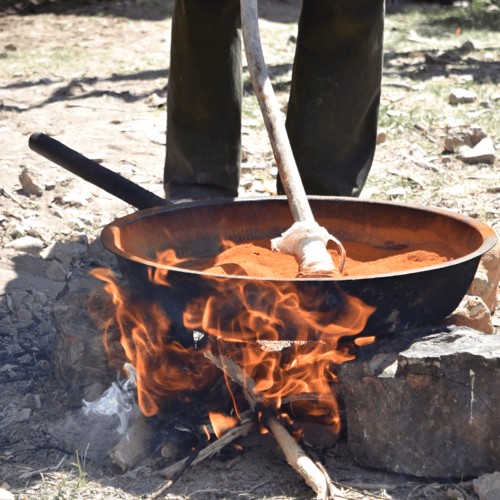 Making pigment during architectural workshop