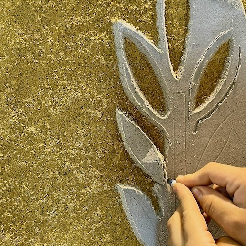 Sgraffito Golden yellow and white